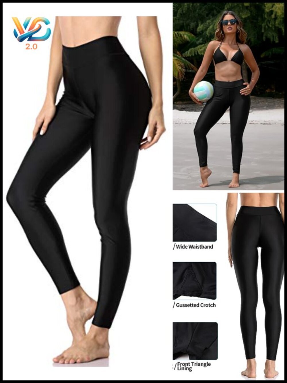 High Waisted Swim Pants with Tummy Control UPF 50+